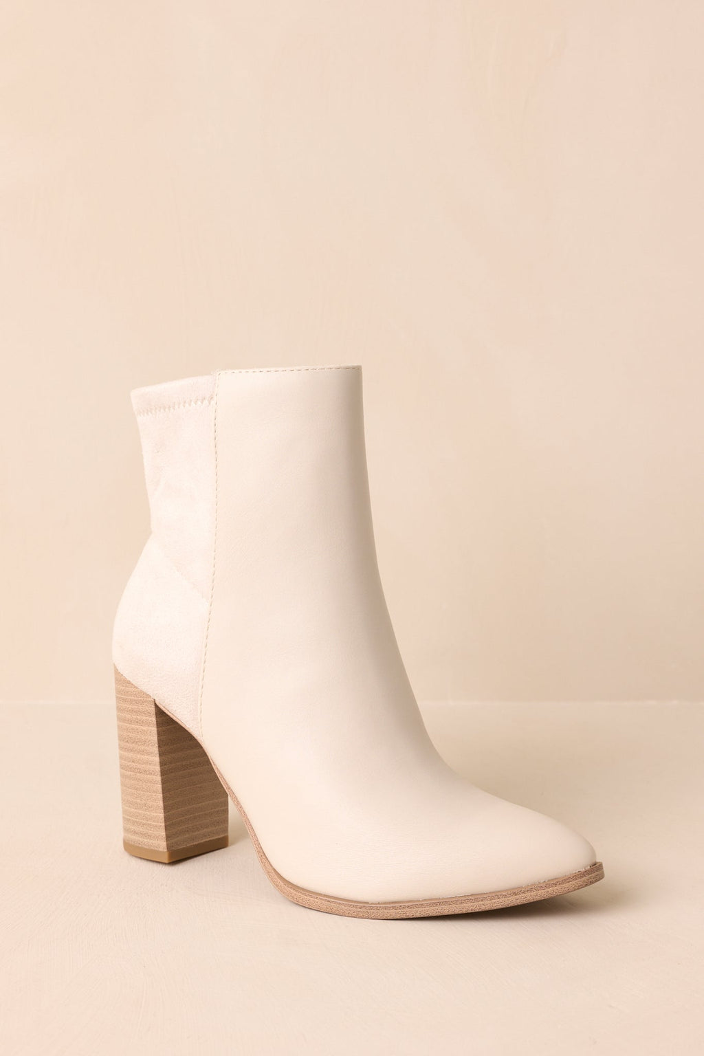 Women's Stand Corrected Ivory Faux Leather Suede Ankle Boots | Heel measures 3.5" 5