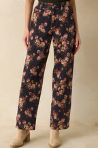 Women's Step By Step Navy Floral Straight Leg Jeans | 100% Cotton 3