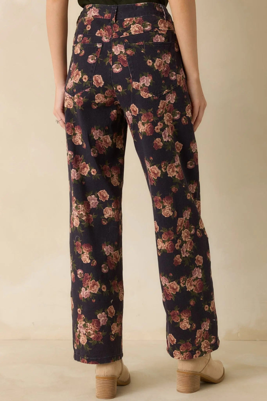 Women's Step By Step Navy Floral Straight Leg Jeans | 100% Cotton 6