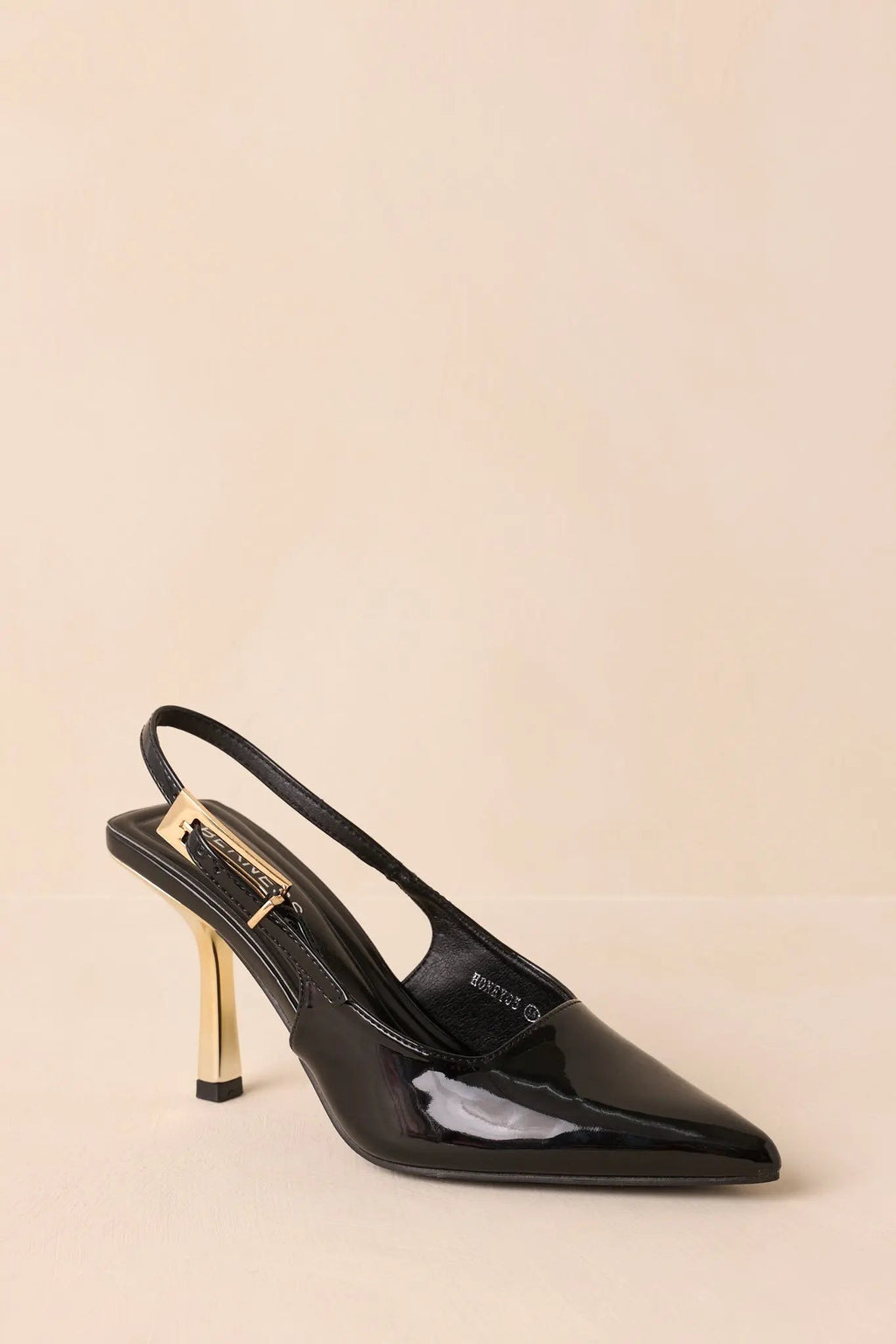 Women's Stood My Ground Black Patent Pointed Toe Slingback Heels | Heel measures 3.25" 2