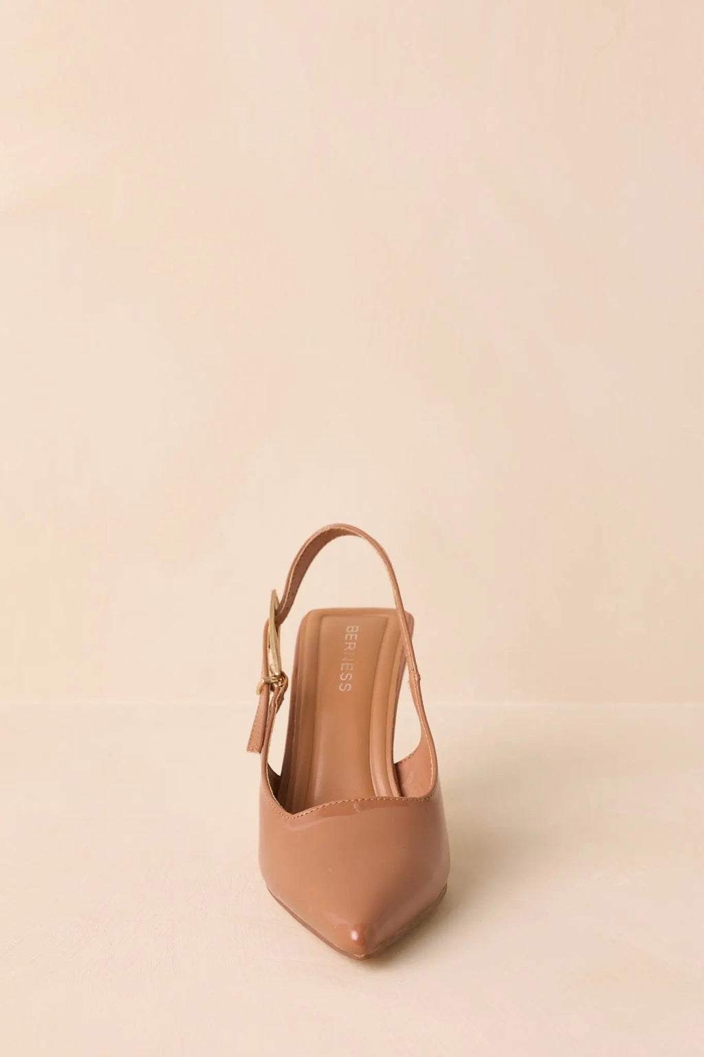 Women's Stood My Ground Brown Patent Pointed Toe Slingback Heels | Heel measures 3.25" 4