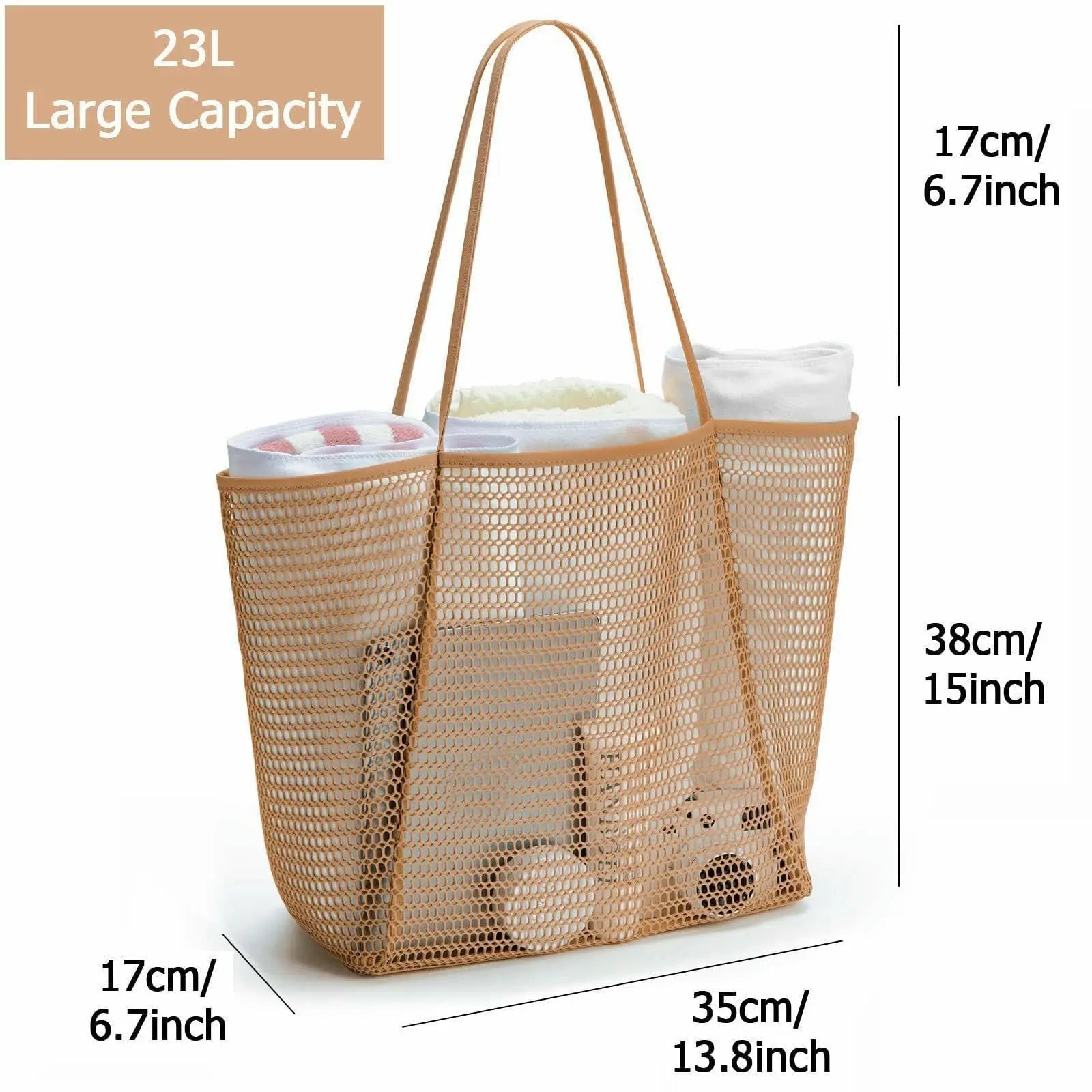 Stylish Beach Tote Bag | Large Capacity Open Top Design with Extra Pocket | Versatile for Women’s Travel and Shopping