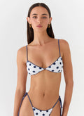 Women's Stylish Triangle Bikini Top with Polka Dot Print & Back Tie Fastening for Comfortable Fit | Triangular cups: Pro 0