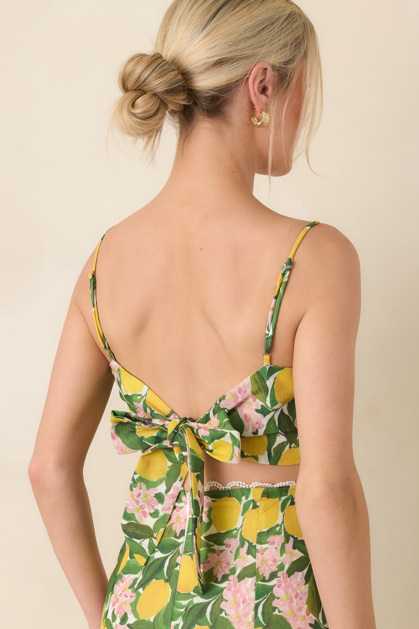 Women's Sweetest in the Grove Yellow Multi Lemon Blossom Crop Top | 65% Cotton & 35% Polyester 7