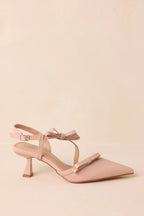 Women's Take A Walk Beige Bow Slingback Kitten Heels | Heel measures 2.5" 1
