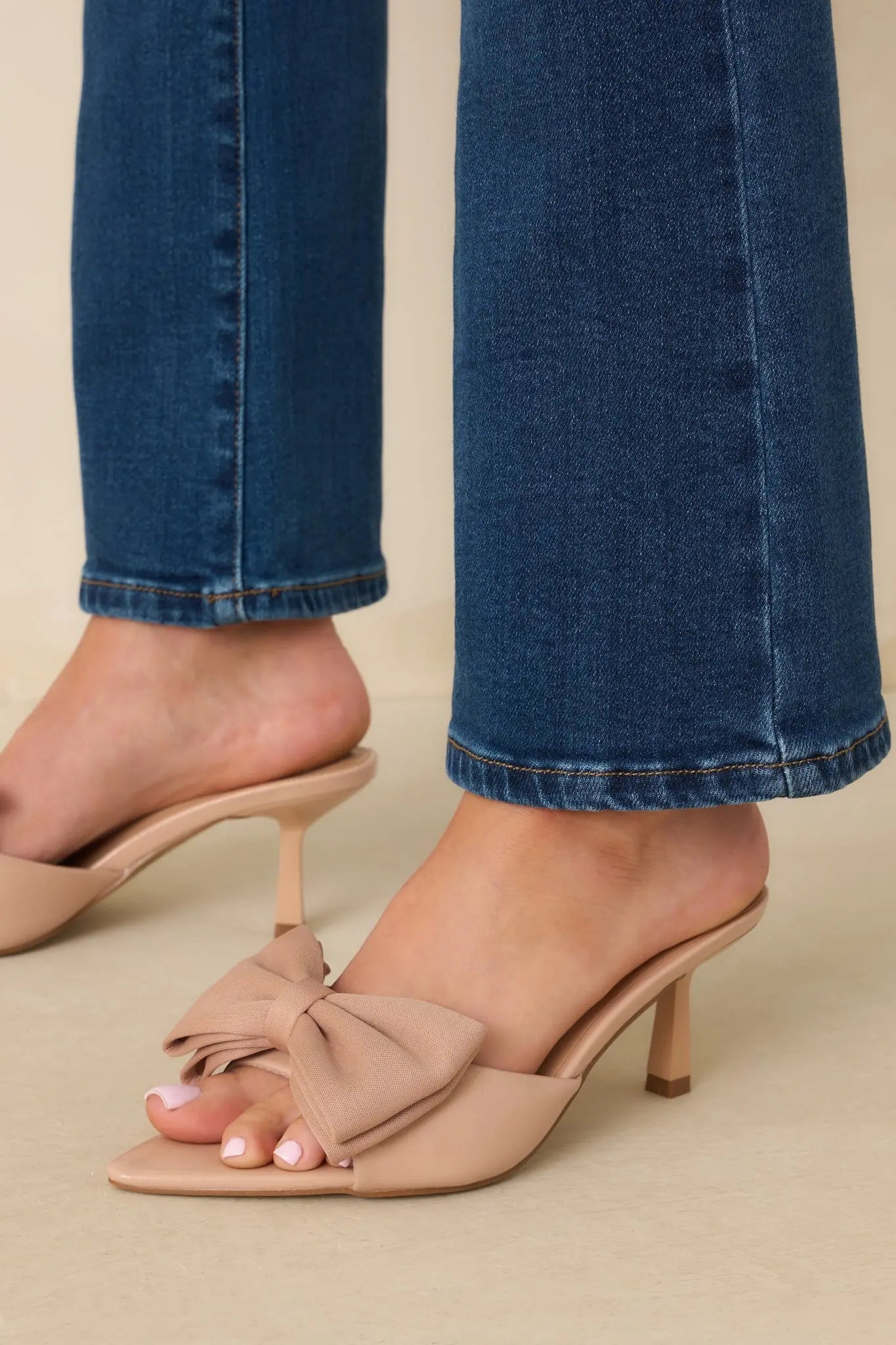 Women's Taking In The View Beige Satin Bow Open-Toe Kitten Heels | Heel measures 2.5" 1