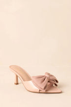 Women's Taking In The View Beige Satin Bow Open-Toe Kitten Heels | Heel measures 2.5" 3