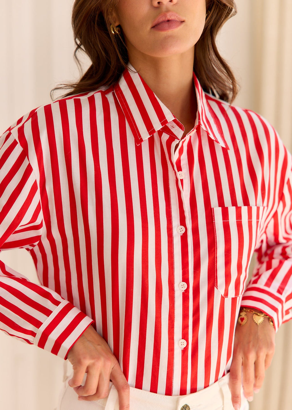 Tanaïs | Women's Shirt with Striped Cotton Design | Stylish Long Sleeve Top for Versatile Wear