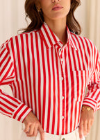 Tanaïs | Women's Shirt with Striped Cotton Design | Stylish Long Sleeve Top for Versatile Wear