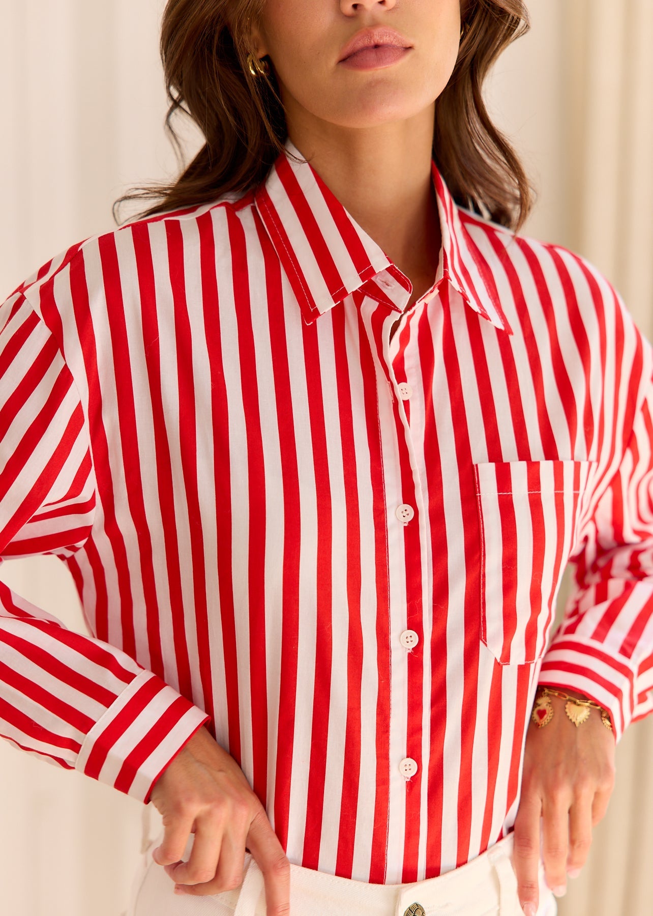 Tanaïs | Women's Shirt with Striped Cotton Design | Stylish Long Sleeve Top for Versatile Wear