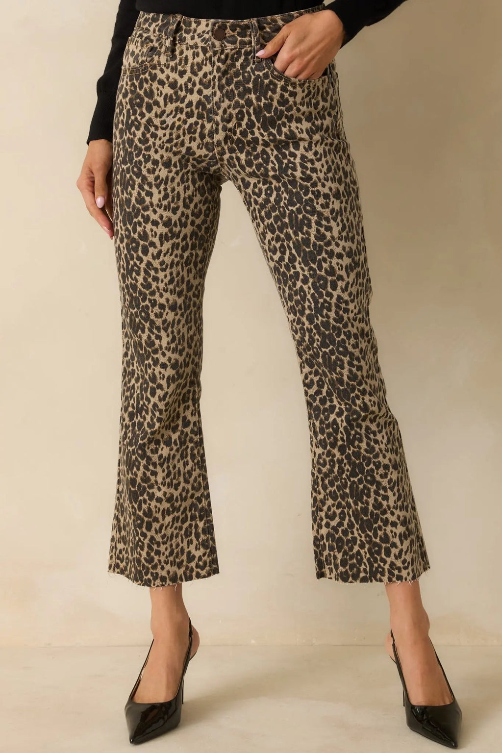 Women's Terrific Timing Leopard Print Cropped Flare Jeans | 96% Cotton 0