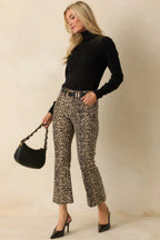 Women's Terrific Timing Leopard Print Cropped Flare Jeans | 96% Cotton 1