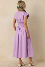 Women's The Adeline Lavender Zip Up Midi Dress | 80% Polyester & 20% Cotton 6
