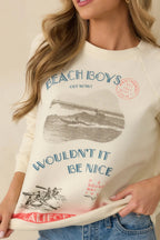 Women's The Beach Boys Wouldn't It Be Nice Ivory Vintage Raglan Sweatshirt | 80% Cotton & 20% Polyester 2