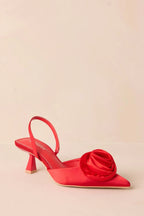 Women's The Beats Of My Heart Red Slingback Kitten Heels | Heel measures 2.5" 0
