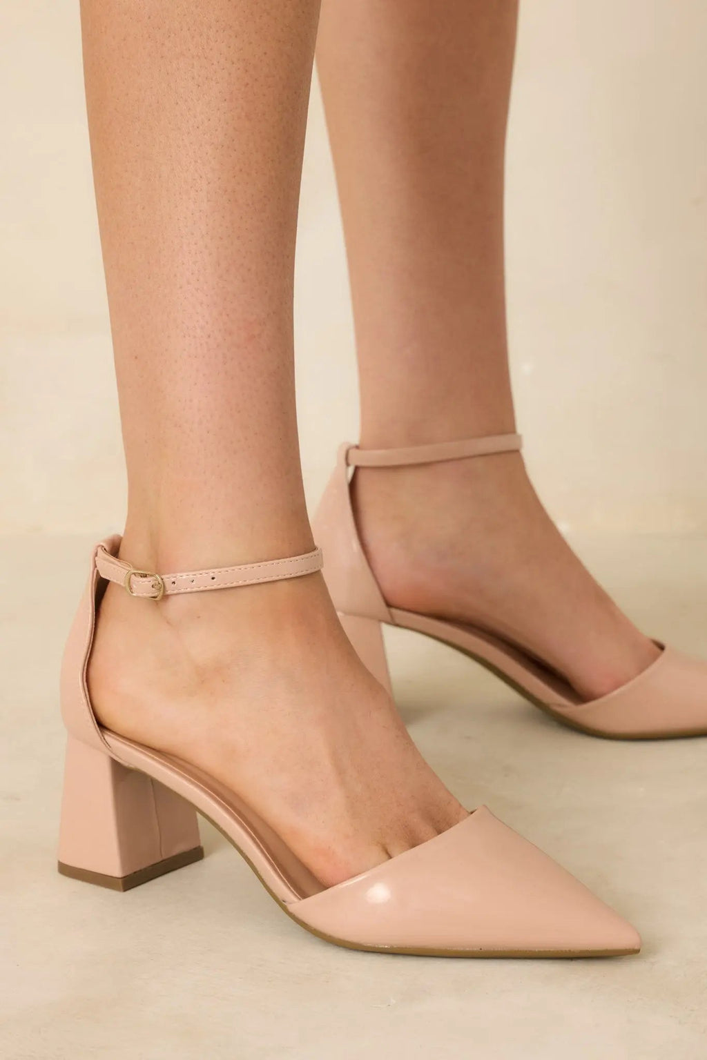 Women's The Perfect Occasion Beige Pointed Toe Ankle Strap Block Heels | Heel measures 2.25" 0