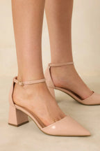 Women's The Perfect Occasion Beige Pointed Toe Ankle Strap Block Heels | Heel measures 2.25" 0