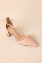 Women's The Perfect Occasion Beige Pointed Toe Ankle Strap Block Heels | Heel measures 2.25" 5