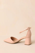Women's The Perfect Occasion Beige Pointed Toe Ankle Strap Block Heels | Heel measures 2.25" 7