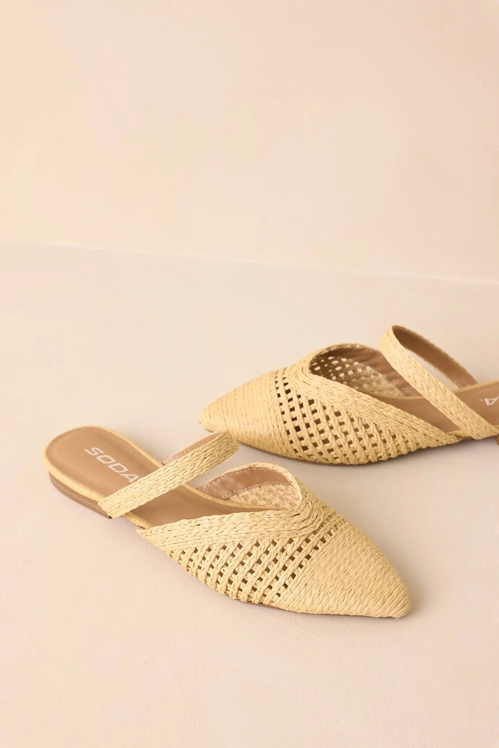 Women's There She Goes Natural Pointed-Toe Woven Raffia Mules | All Man Made Materials 7