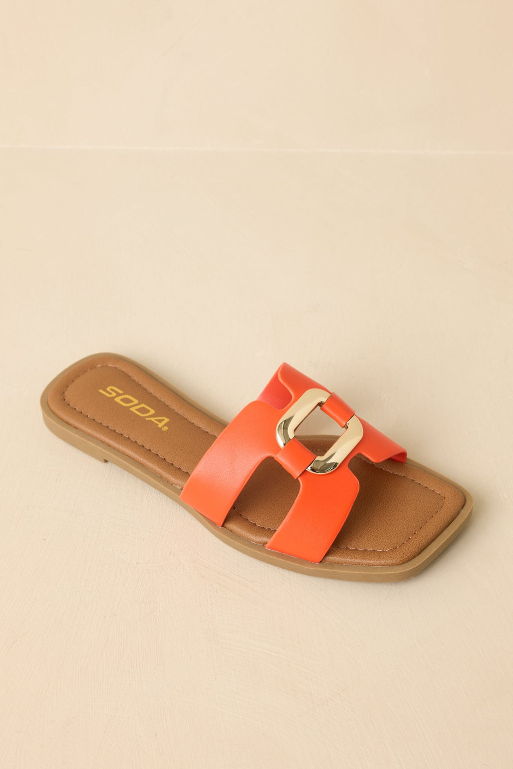 Women's Time After Time Orange Faux Leather Sandals | All Man Made Materials 2