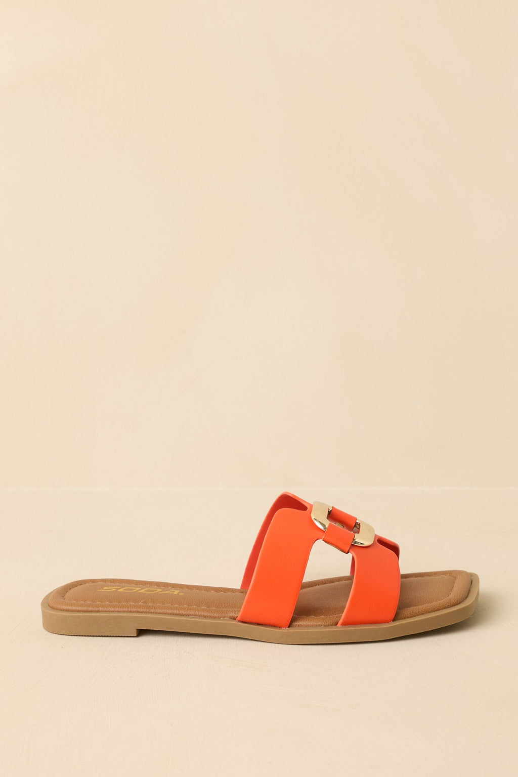 Women's Time After Time Orange Faux Leather Sandals | All Man Made Materials 3
