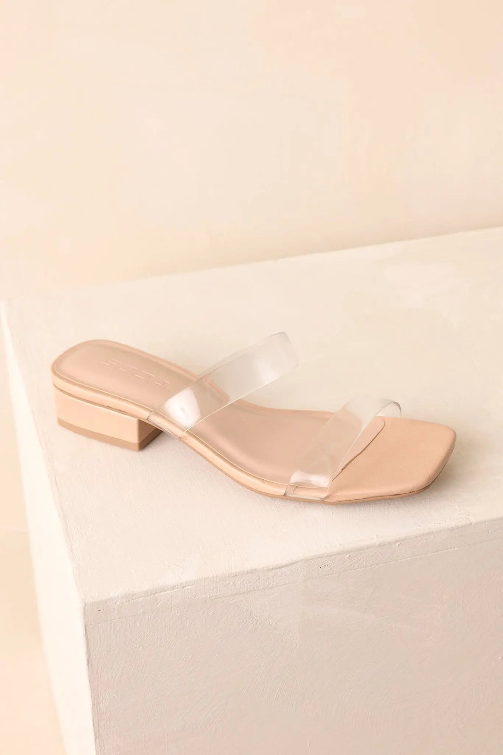 Women's Timeless Edge Clear Beige Low Block Heel Sandals | Heel measures 1" 2