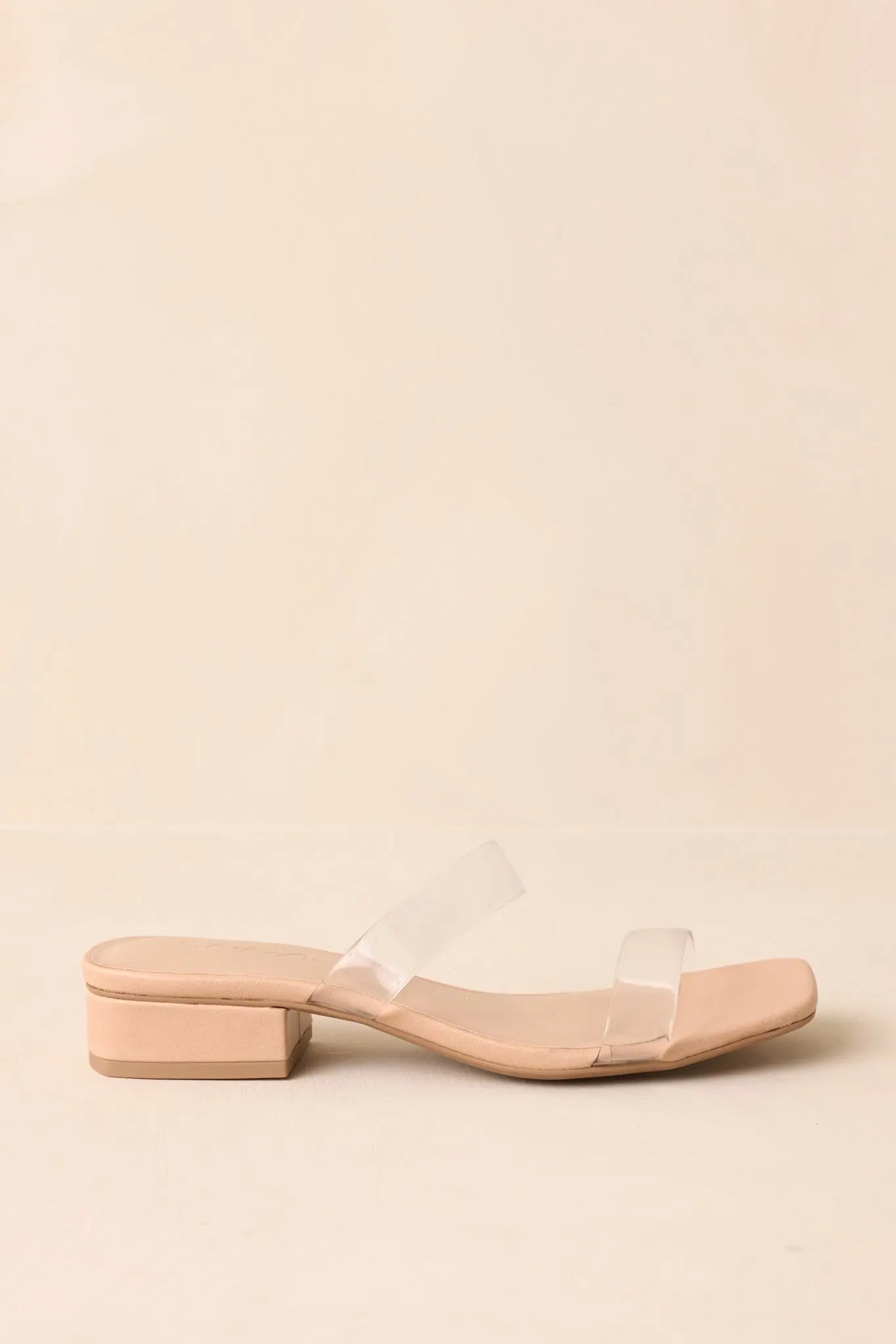 Women's Timeless Edge Clear Beige Low Block Heel Sandals | Heel measures 1" 3