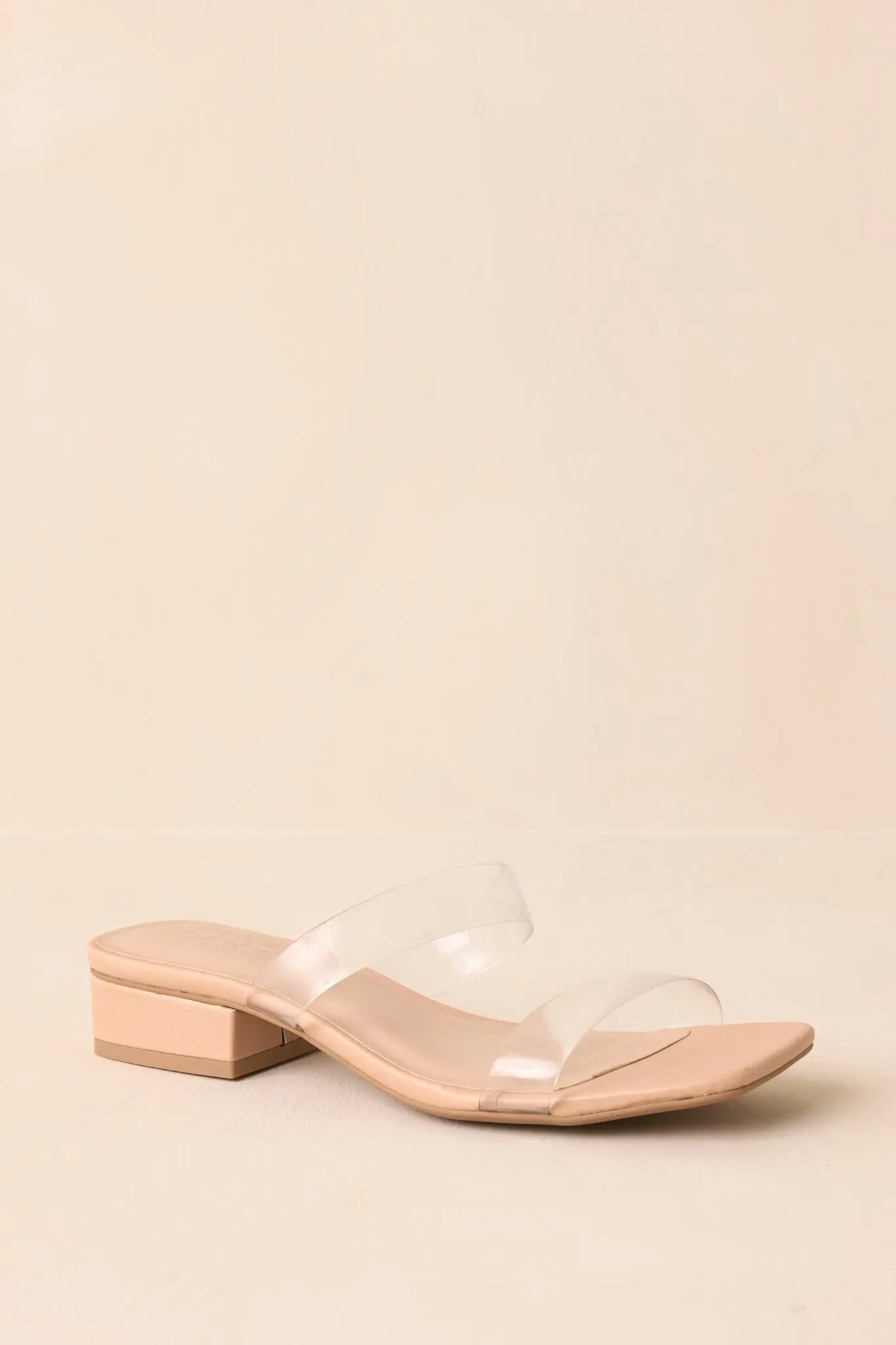 Women's Timeless Edge Clear Beige Low Block Heel Sandals | Heel measures 1" 4