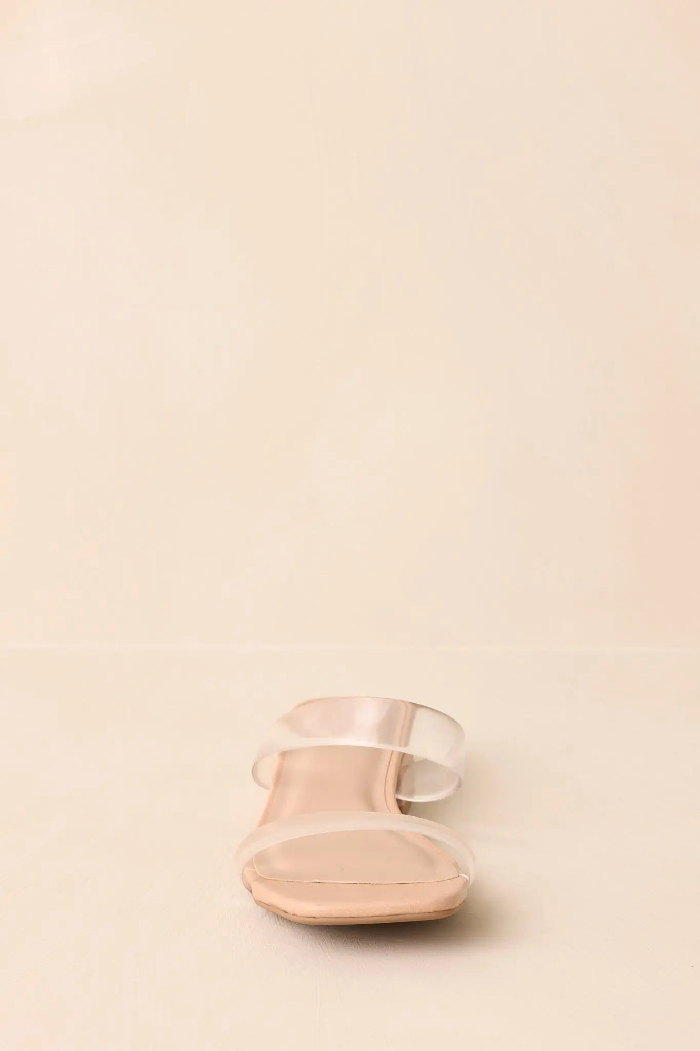 Women's Timeless Edge Clear Beige Low Block Heel Sandals | Heel measures 1" 5