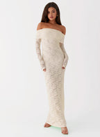 Timeless Elegance | Long Sleeve Maxi Dress with Off-the-Shoulder Neckline | Romantic Lace Design for Special Occasions - Women's 3