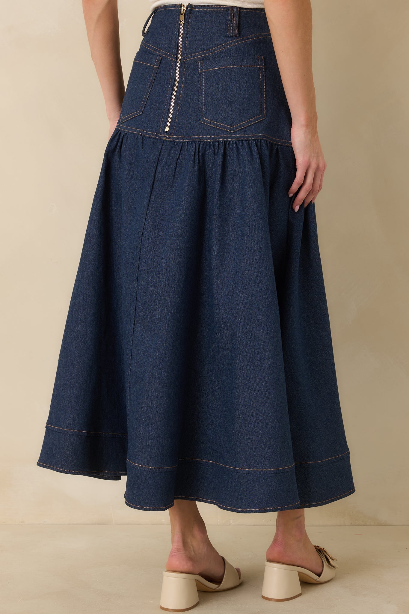 Women's Town & Country Dark Wash Denim Button-Down Maxi Skirt | 78% Cotton 6