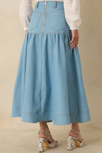 Women's Town & Country Light Wash Denim Button-Down Maxi Skirt | 78% Cotton 7