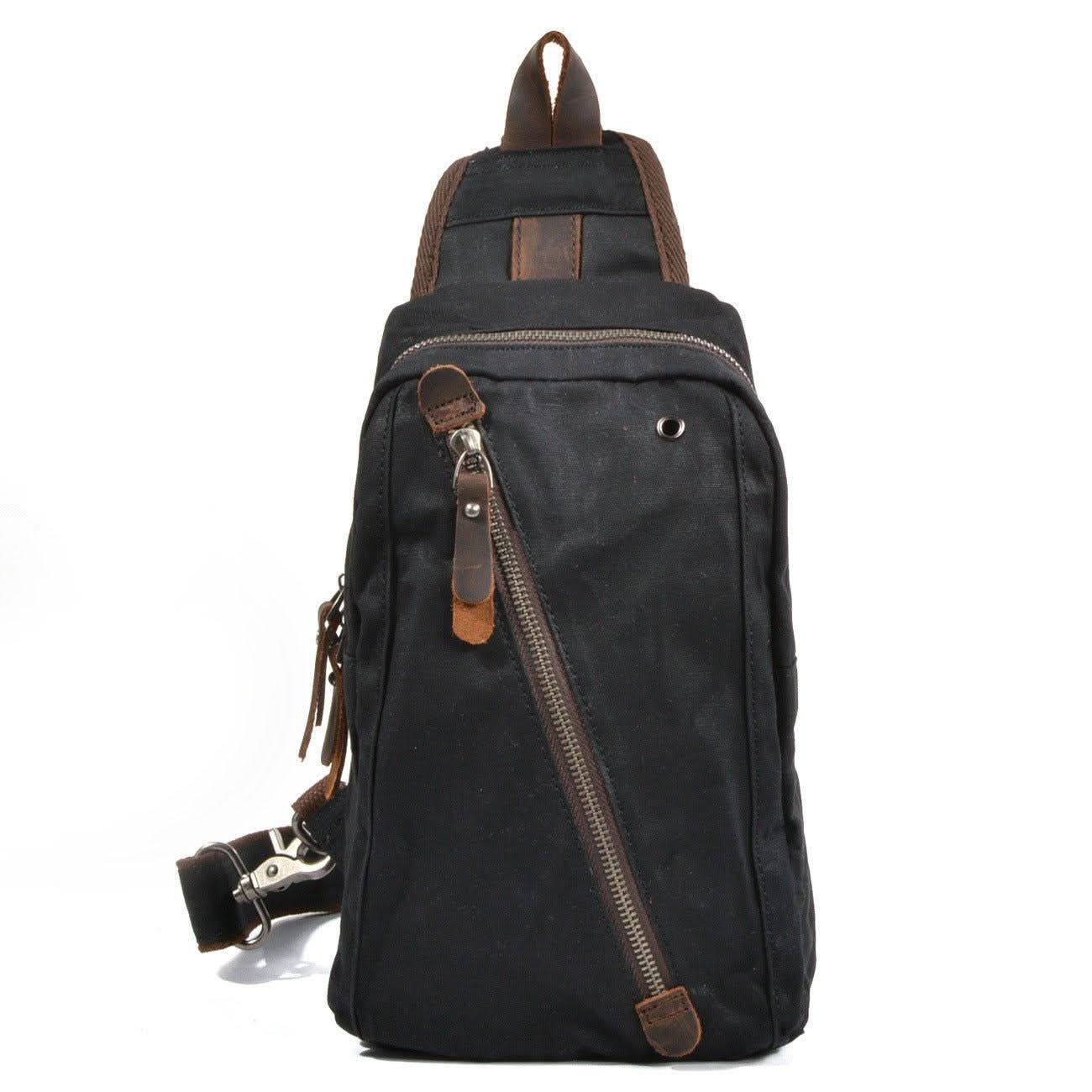 TrailCarry | Men's Sling Bag with Waterproof Waxed Canvas & Multi-Pocket Design | Versatile Crossbody Backpack for Everyday Use