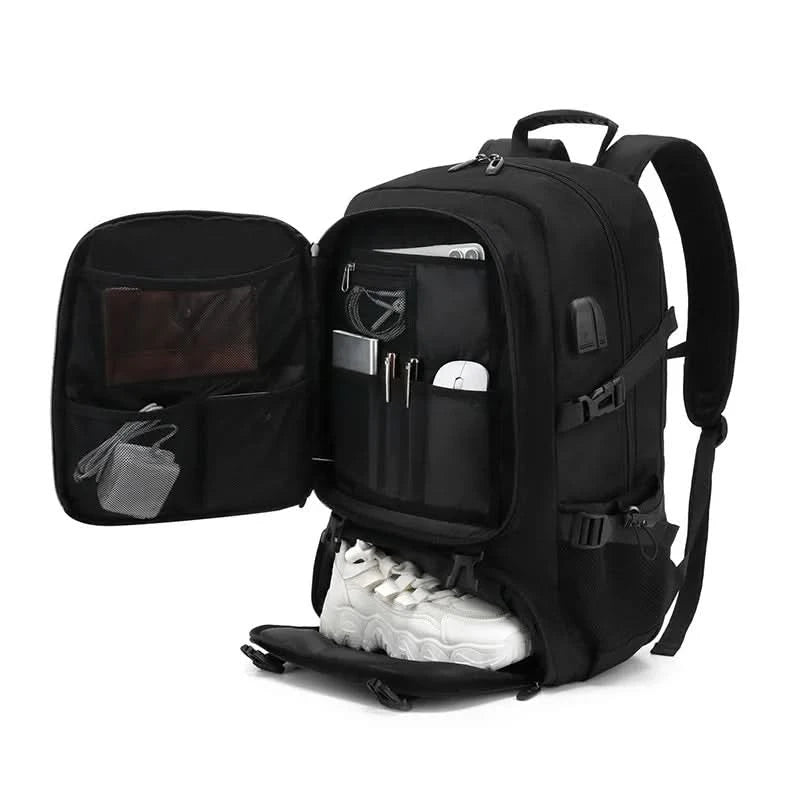 Travel Backpack Pro | Expandable 50L Rucksack with USB Charging Port | Ergonomic Design for Comfort and Easy Organization
