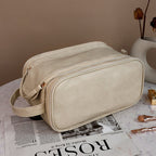 Travira | Travel Makeup Bag with Water-Repellent Nylon & Adjustable Dividers | Spacious Cosmetic Organizer for Beauty Essentials