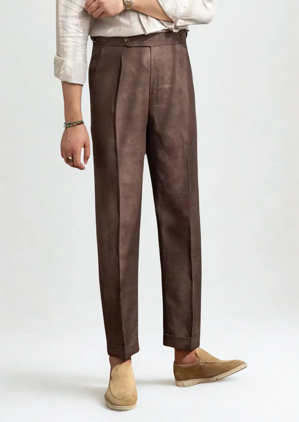 Women's Tuscany Pleated Coastal Trousers - Dark Brown 0