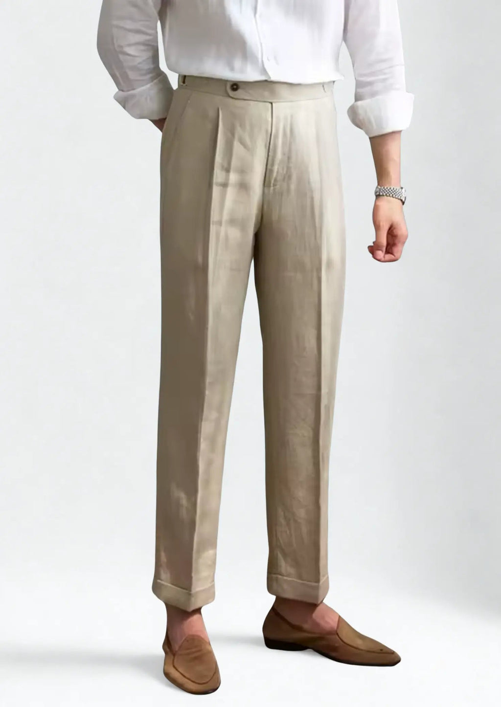 Women's Tuscany Pleated Coastal Trousers - Sand 0