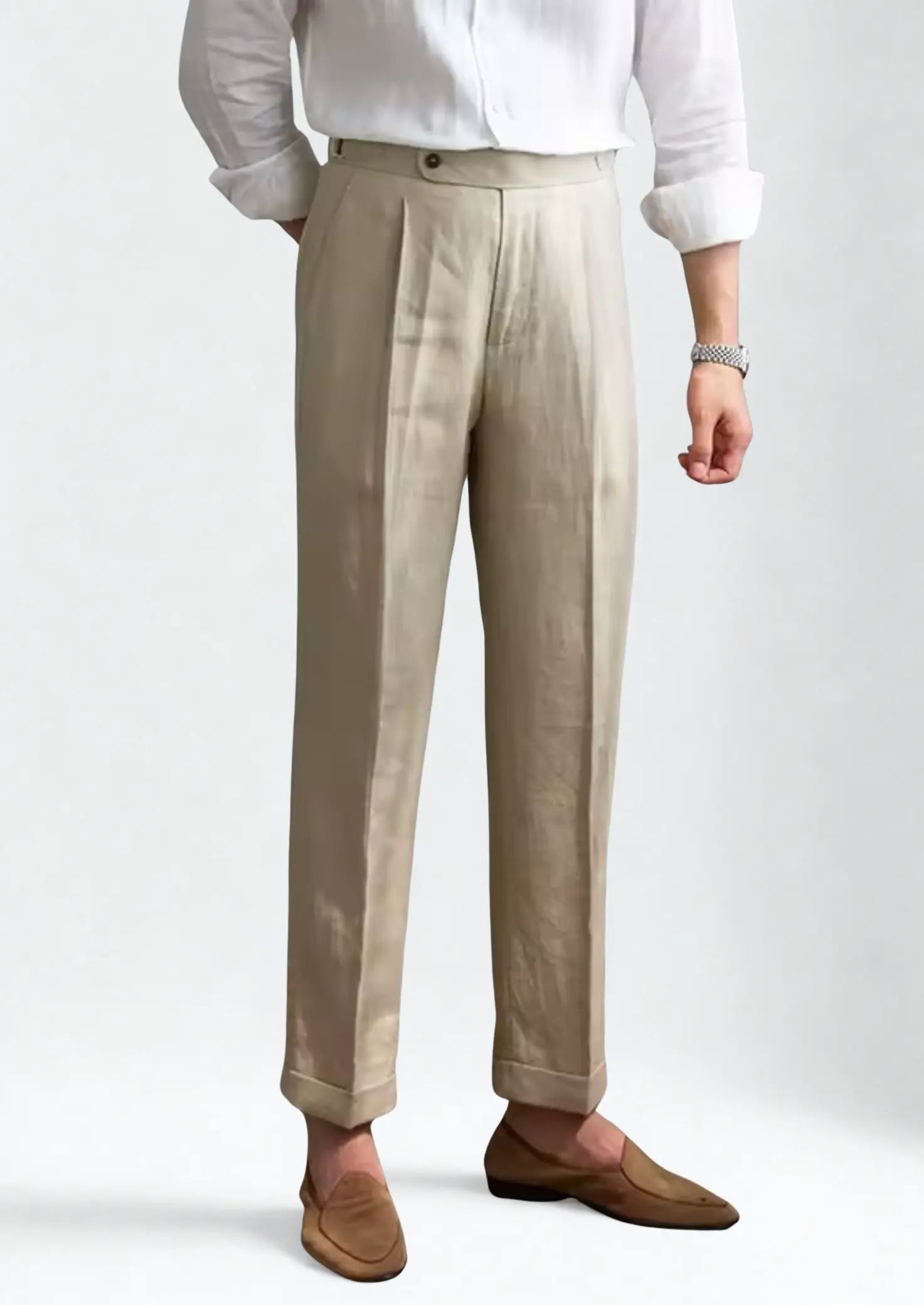 Women's Tuscany Pleated Coastal Trousers - Sand 0