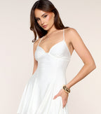 Twirl Plans | Women's Skater Mini Dress with Strappy Back Design | Flowy Godet Panels for Comfortable Elegance