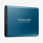 Blue portable external SSD USB 3.1 backup drive