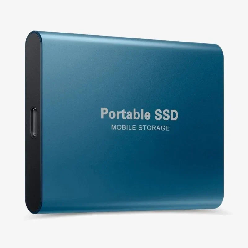 Blue portable external SSD USB 3.1 backup drive