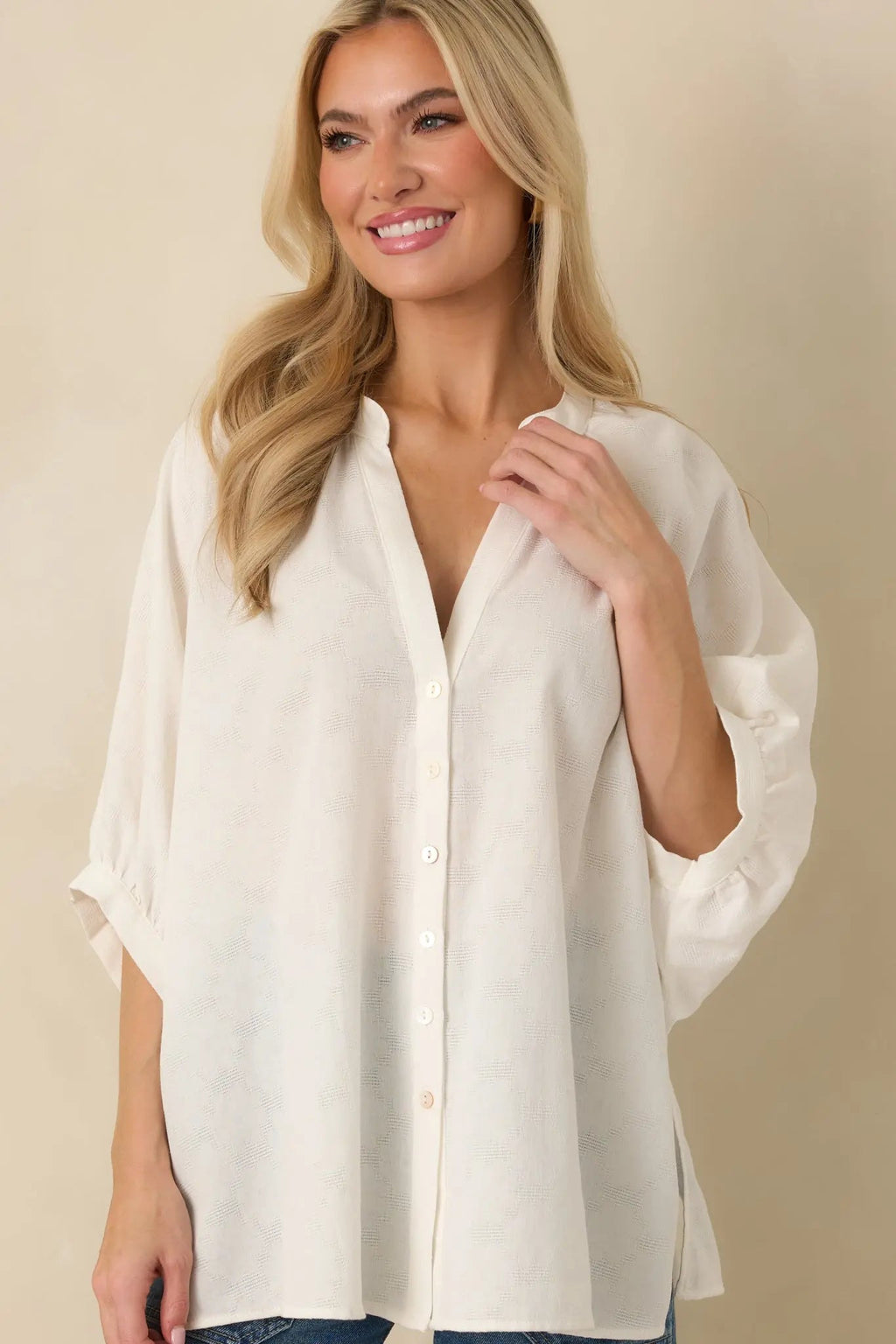 Women's Under Open Skies White Cotton Long Flowy Blouse | 100% Cotton 0