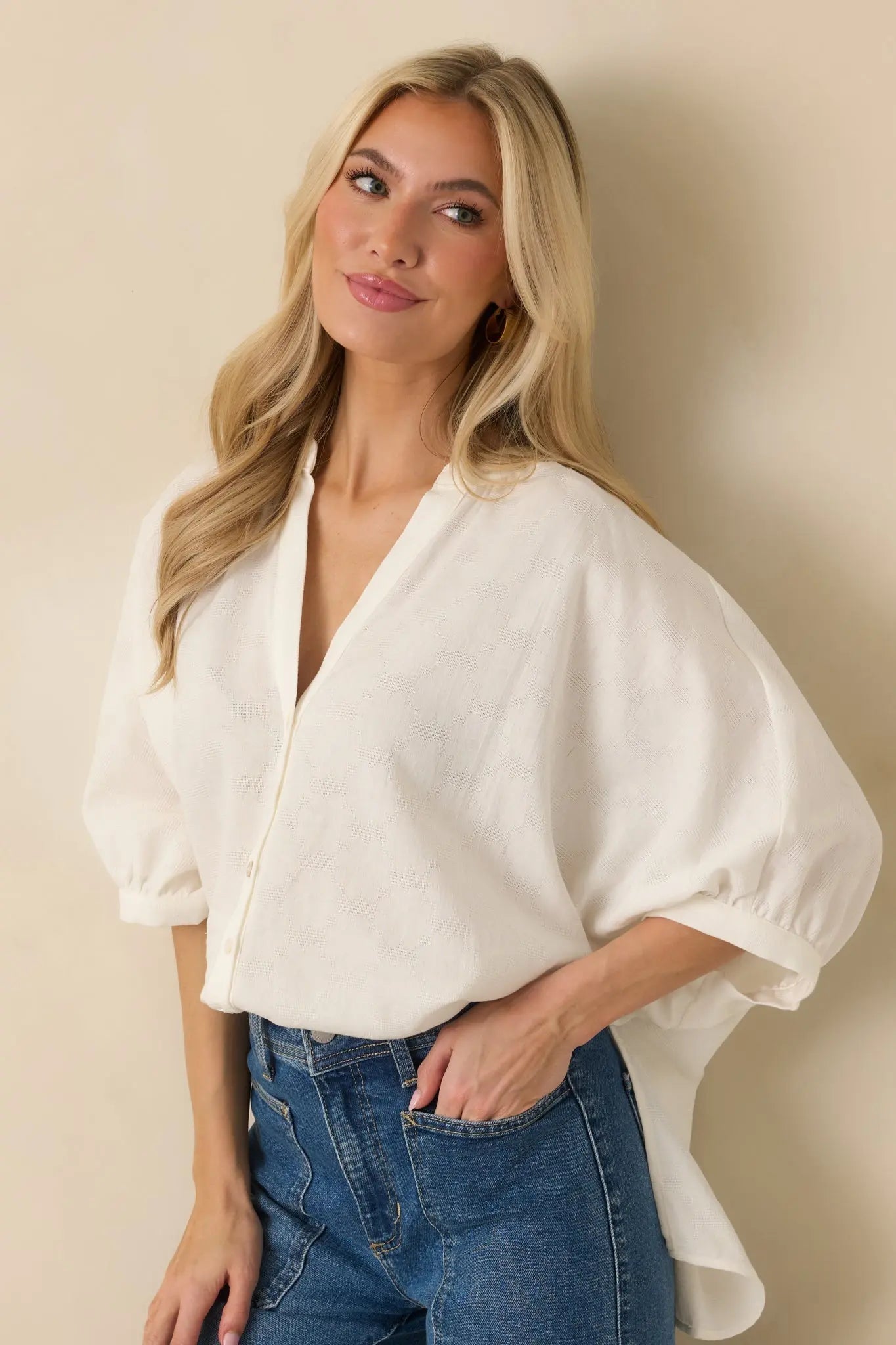 Women's Under Open Skies White Cotton Long Flowy Blouse | 100% Cotton 3