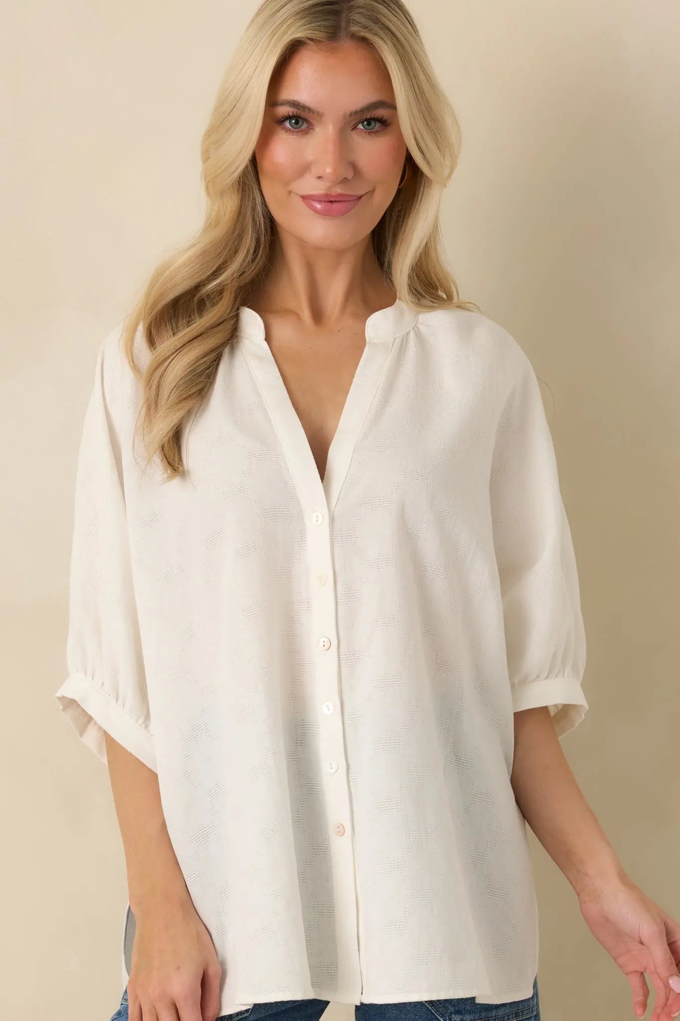 Women's Under Open Skies White Cotton Long Flowy Blouse | 100% Cotton 4