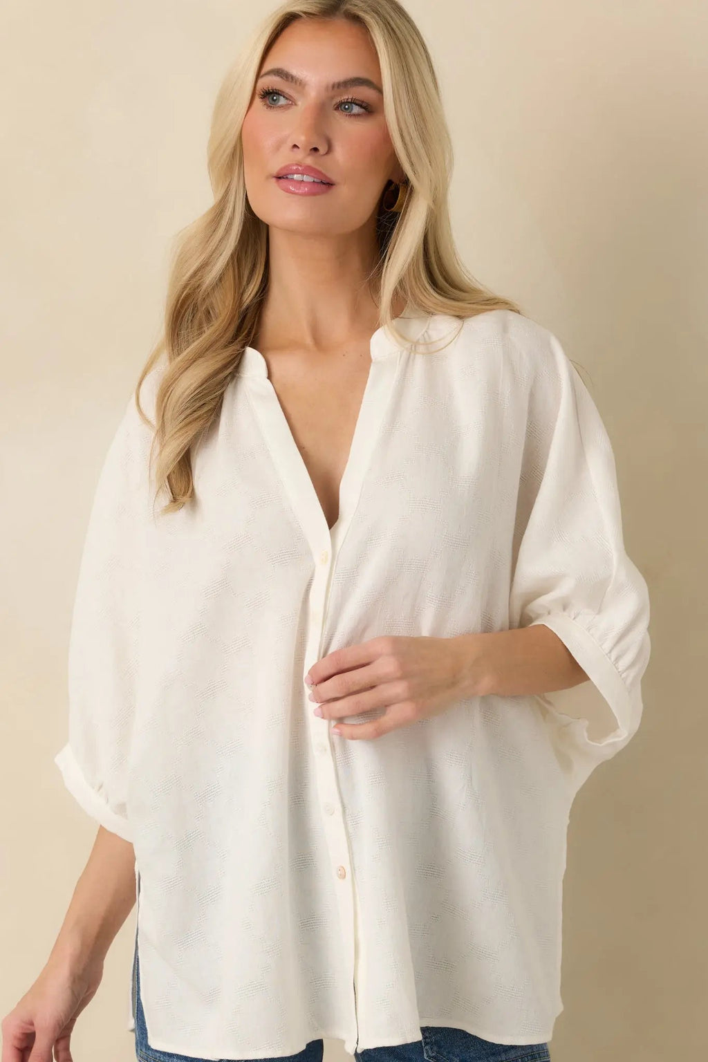 Women's Under Open Skies White Cotton Long Flowy Blouse | 100% Cotton 6