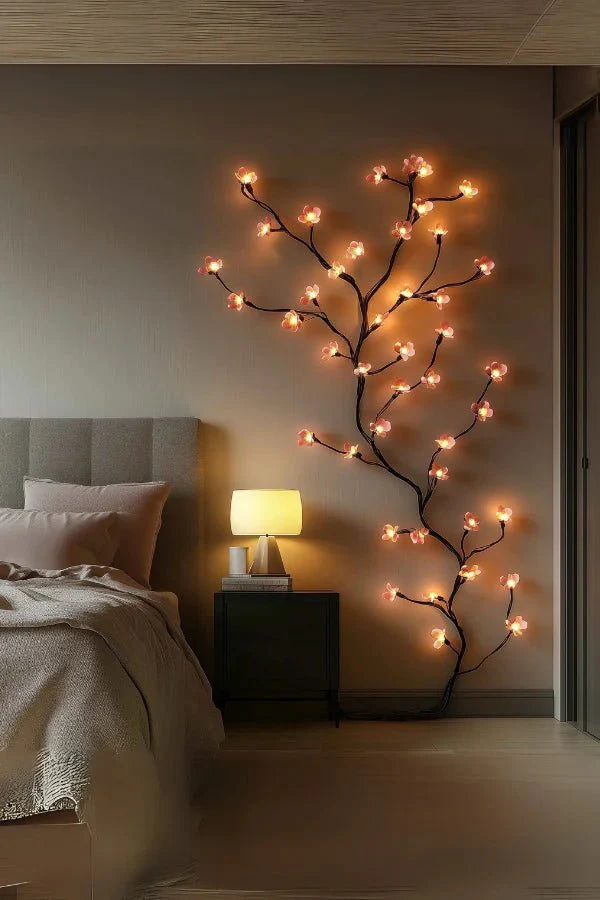 Decorative LED branch wall art glowing