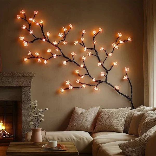 LED lighted decorative branch wall art warm white