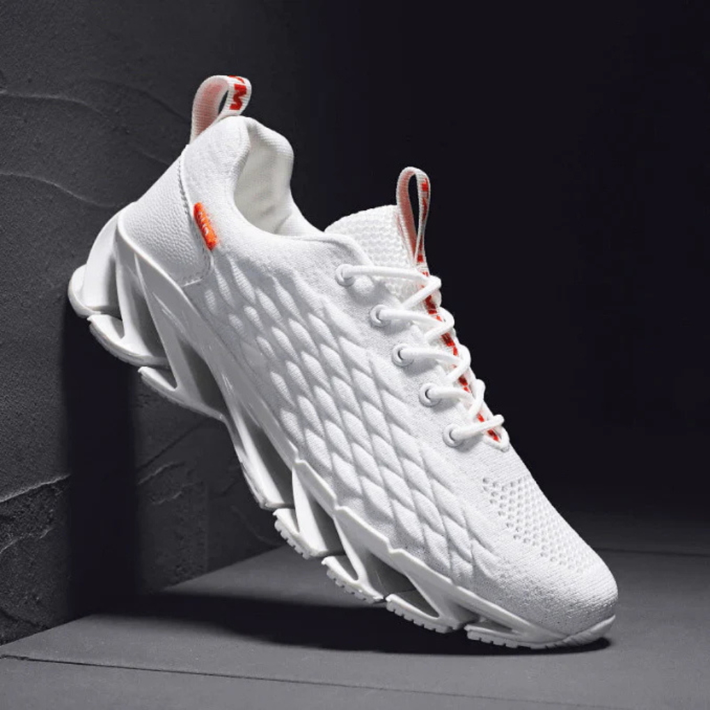 White knit running sneakers