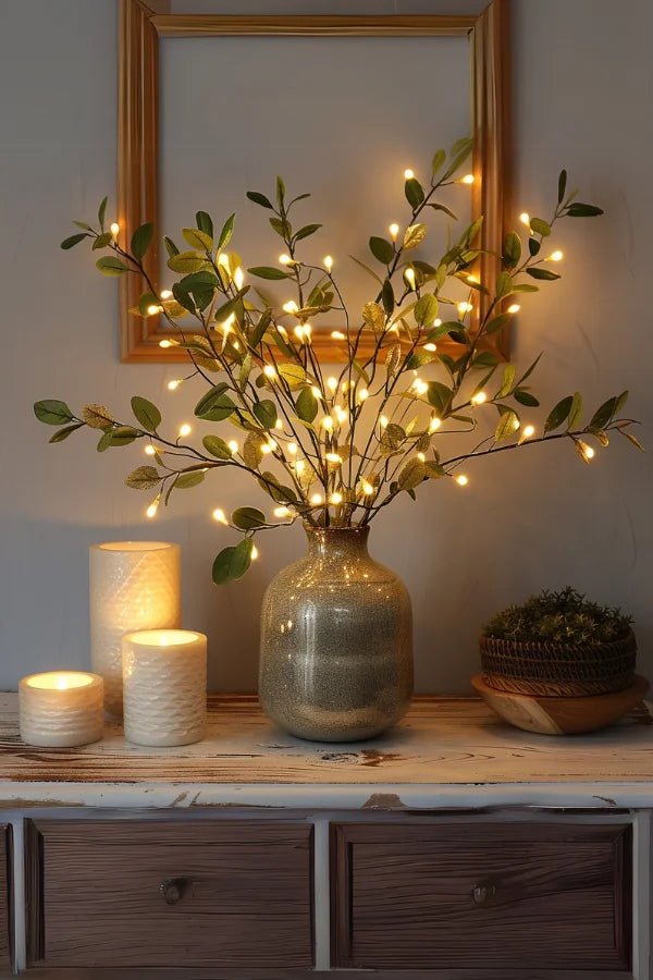 Decorative branch lights in interior